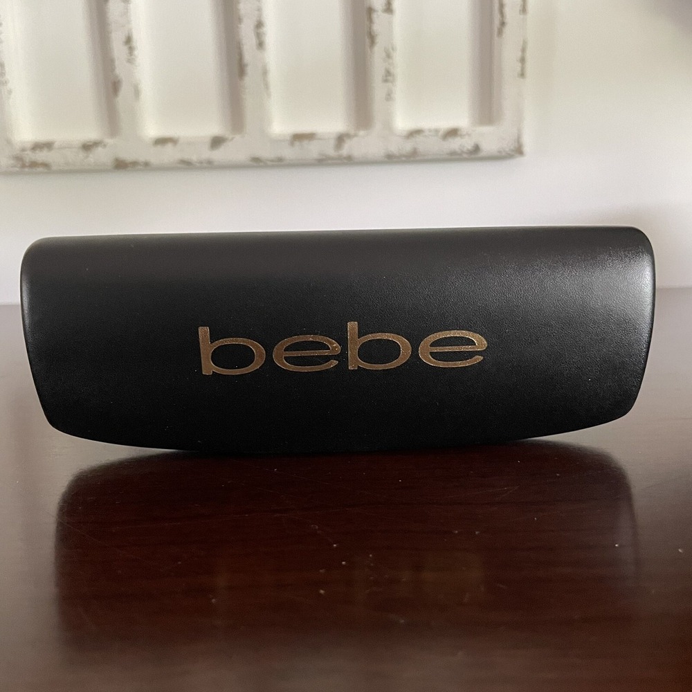 Bebe Eyewear Case Hard Shell Matte Black Gold Logo Casual OS New without Box